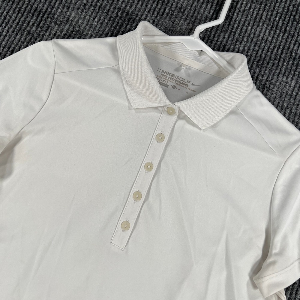 Nike Golf Tour Performance Polo Shirt Womens Medium White Short Sleeve Dri Fit